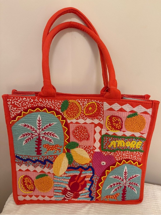 Handbags - Colorful Beaded Tote Bag - orange